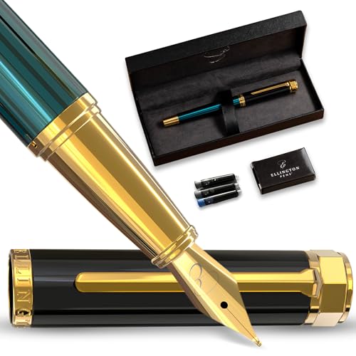 Ellington Pens Luxury Fountain Pen Set - Smooth Medium Nib - Includes 3 Ink Cartridges, Refillable Ink Converter, Gift Box -Fountain Pens For Writing, Calligraphy, Journaling, Sketching (Urban Hunter) - Image 1