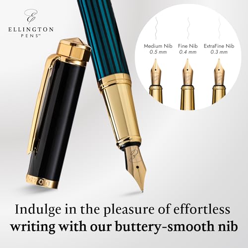 Ellington Pens Luxury Fountain Pen Set - Smooth Medium Nib - Includes 3 Ink Cartridges, Refillable Ink Converter, Gift Box -Fountain Pens For Writing, Calligraphy, Journaling, Sketching (Urban Hunter) - Image 5