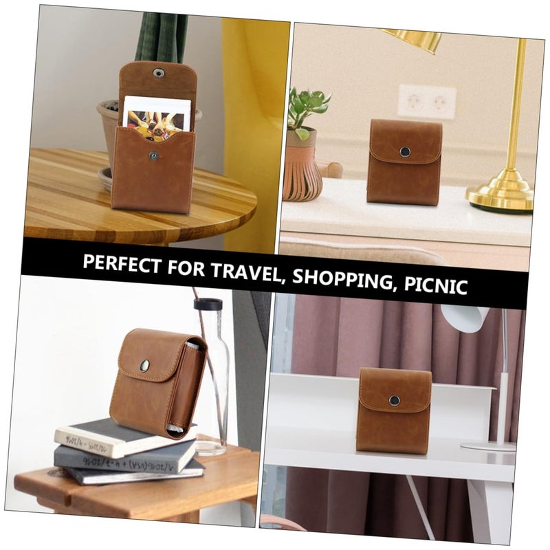 Coffee Leather Instant Camera Case Portable Photo Film Storage Pouch Holder - Image 3