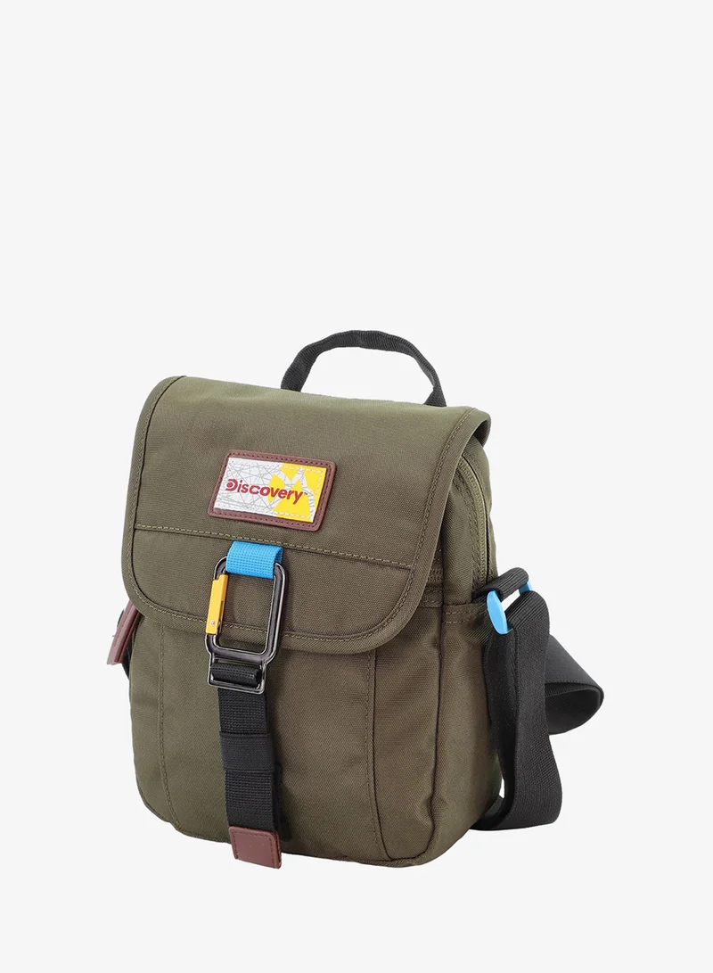 ديسكفري حقيبة يد كروس بودي أيقونة ديسكفري . لتر كاكي للرجال والنساء بحزام قابل للإزالة وجيب  آمن
