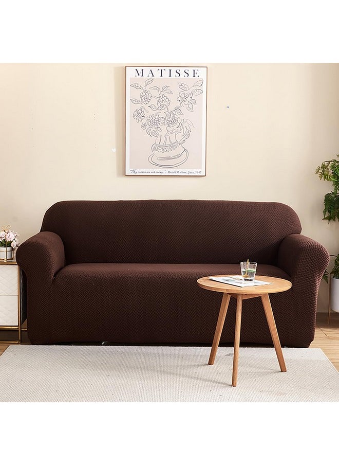 هاوس أوف كويرك غطاء أريكة من القماش المرن القابل للتمدد من House of Quirk Universal Triple Seater Polar Fleece 220 GSM (بني غامق، ثلاثي المقاعد)  - Image 1