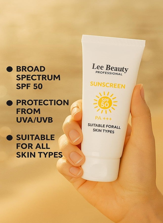 لي بيوتي بروفيشنال واقي شمس لي بيوتي الاحترافي بعامل حماية 50 PA+++ | حماية واسعة النطاق من الأشعة فوق البنفسجية UVA/UVB | خفيف الوزن، غير دهني، مناسب لجميع أنواع البشرة | 50 مل - Image 5