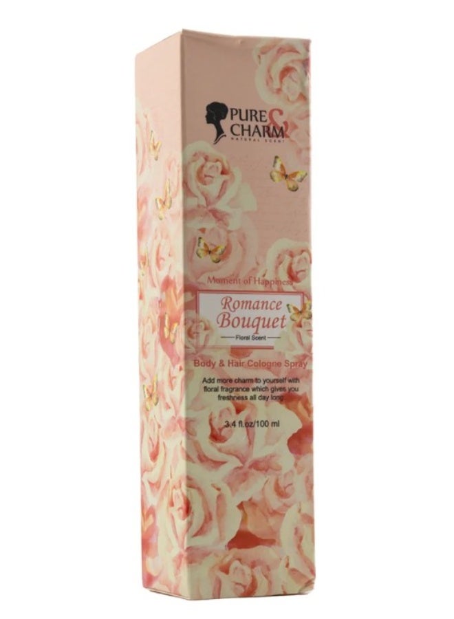 PURE & CHARM Romance Bouquet Body & Hair Mist 100ml – Fragrance Mist for Hair & Body - Image 1