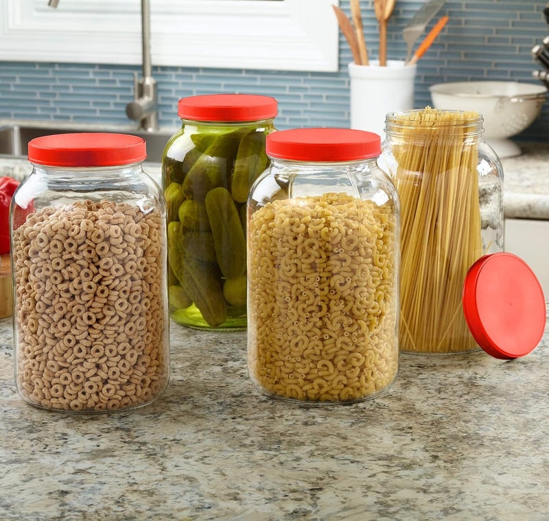 CROCO JAR Large Round Glass Storage Containers with Airtight Red Lid | 6000 ml Each | Set of 2 | Transparent Kitchen Jars for Snacks, Pickles, Grains, Dry Fruits & Flour Storage - Image 5