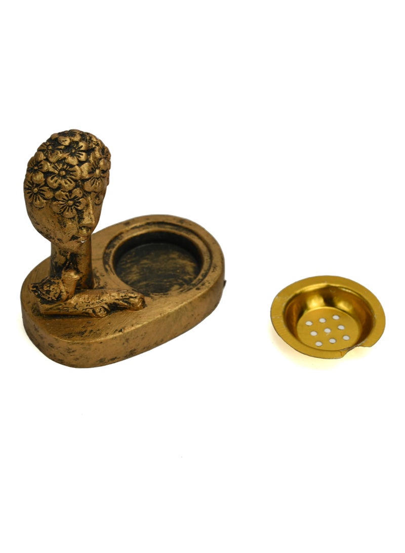 Incense Holder For Sticks  Incense Cone Burner Ornaments Man Head Decor For Desk Unique Gifts For Women Men - Bronze Gold  "  - Image 3