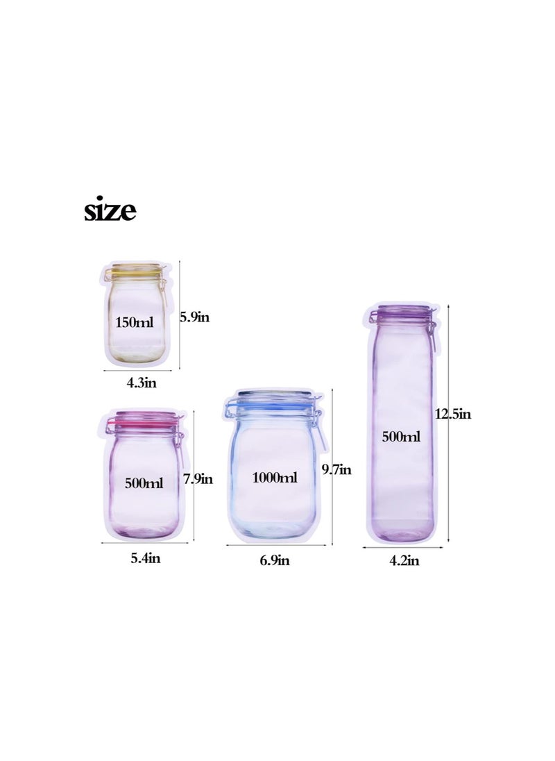 Generic - Reusable Mason Jar Ziplock Bags, Reusable Mason Bottle Ziplock Bags, Mason Jar Bags, Mason Jar Ziplock Bags, Food Storage Plastic Bags, Mason Jar Bags Reusable Stand Up (20PCS) - Image 1