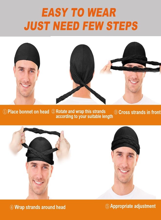 MLTUARG 2 Pcs Satin Lined Turban Silky Head Wraps for Men with Long Twist Straps, Mens Turban Head Scarf for Hair - Image 5