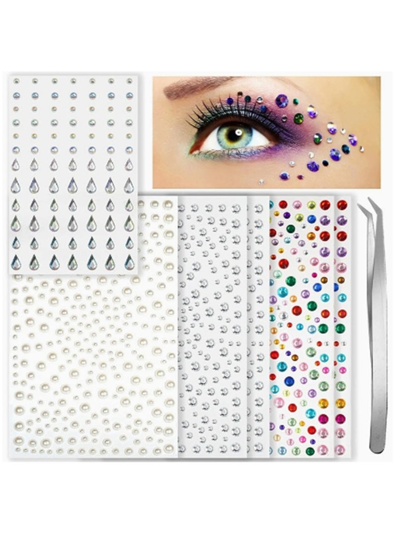 ذاتية اللصق جوهرة الوجه واللؤلؤ ، تنطبق على مستحضرات التجميل ، والمجوهرات عطلة ، الشعر جوهرة ، حجر الراين ملصقا ، تنطبق على الوجه ، العين ، ومستحضرات التجميل ، الأظافر ، والحرف اليدوية الماس ملصقا مجموعة ، متعدد الألوان - Image 1
