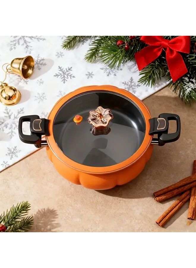 Green Pumpkin Shaped Cast Iron Soup Pot With Lid For Even Heating - Image 3