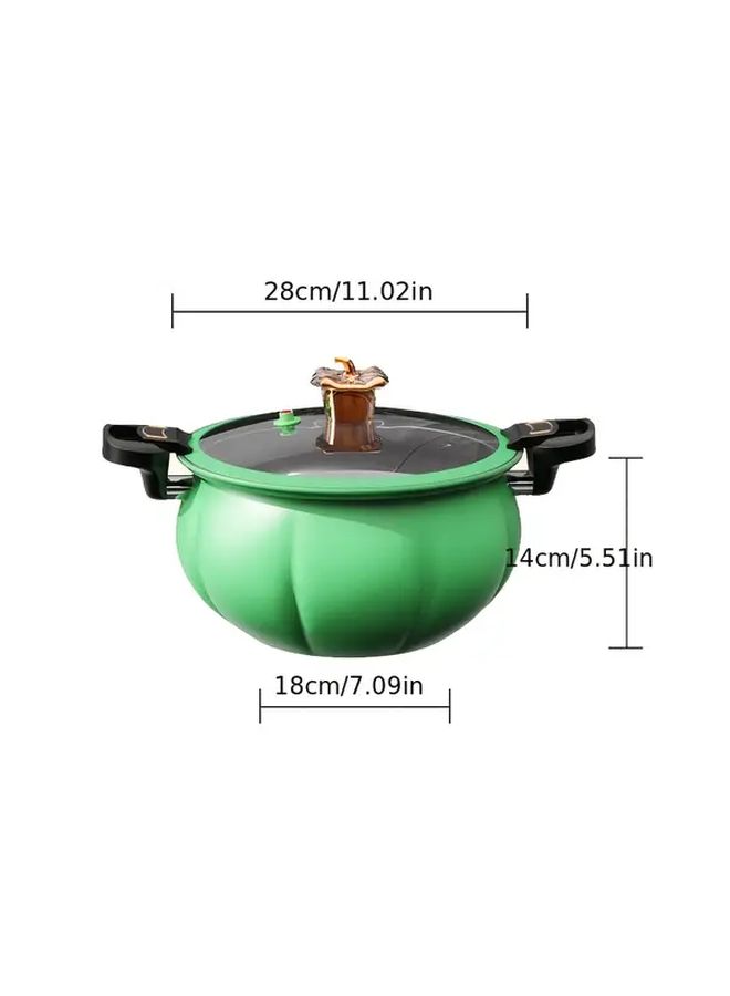 Green Pumpkin Shaped Cast Iron Soup Pot With Lid For Even Heating - Image 5