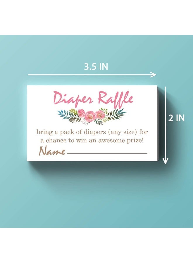 Giftideaworkshop Pink Flowers Diaper Raffle Tickets for Baby Shower Invitation Inserts - 50 Baby Shower Game Cards. - Image 2