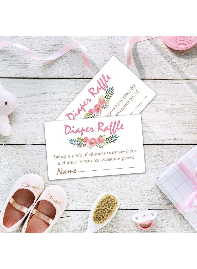 Giftideaworkshop Pink Flowers Diaper Raffle Tickets for Baby Shower Invitation Inserts - 50 Baby Shower Game Cards. - Image 5