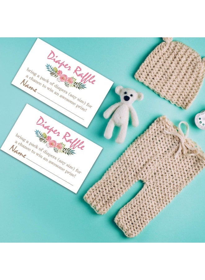 Giftideaworkshop Pink Flowers Diaper Raffle Tickets for Baby Shower Invitation Inserts - 50 Baby Shower Game Cards. - Image 4