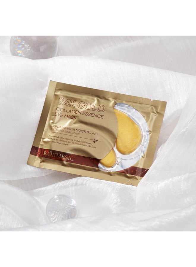 Kormesic قناع للعين بخلاصة الكولاجين والذهب عيار 24 قيراطًا - 10 أزواج، لاصقات تحت العين لعلاج الانتفاخات والهالات السوداء والانتفاخات والتجاعيد مع الكولاجين، يخفف الضغط ويقلل التجاعيد، ينشط وينعش بشرتك. - Image 4