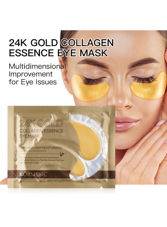 Kormesic قناع للعين بخلاصة الكولاجين والذهب عيار 24 قيراطًا - 10 أزواج، لاصقات تحت العين لعلاج الانتفاخات والهالات السوداء والانتفاخات والتجاعيد مع الكولاجين، يخفف الضغط ويقلل التجاعيد، ينشط وينعش بشرتك. - Image 2