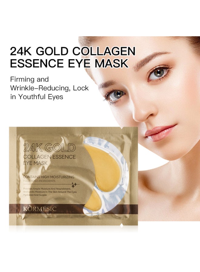 Kormesic قناع للعين بخلاصة الكولاجين والذهب عيار 24 قيراطًا - 10 أزواج، لاصقات تحت العين لعلاج الانتفاخات والهالات السوداء والانتفاخات والتجاعيد مع الكولاجين، يخفف الضغط ويقلل التجاعيد، ينشط وينعش بشرتك. - Image 3