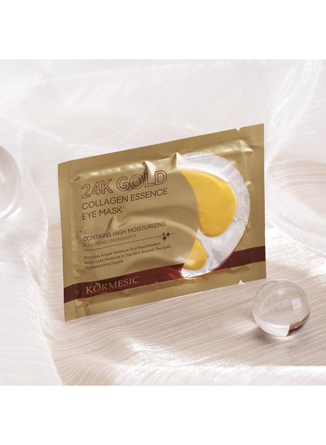 Kormesic قناع للعين بخلاصة الكولاجين والذهب عيار 24 قيراطًا - 10 أزواج، لاصقات تحت العين لعلاج الانتفاخات والهالات السوداء والانتفاخات والتجاعيد مع الكولاجين، يخفف الضغط ويقلل التجاعيد، ينشط وينعش بشرتك. - Image 5