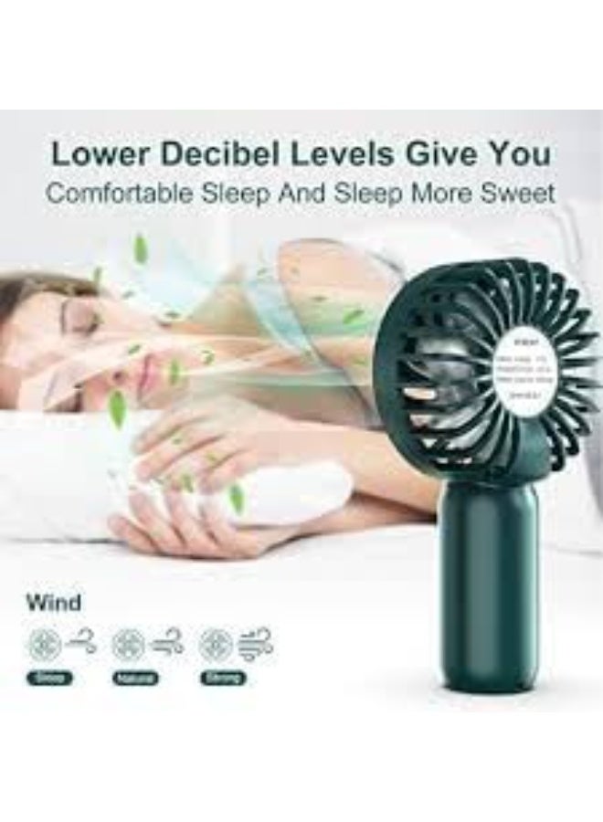 Portable USB Rechargeable Fan — Quiet Mini Fan, 3 Speed Settings, Long Battery Life, for Desktop, Travel & Outdoor — Green - Image 2