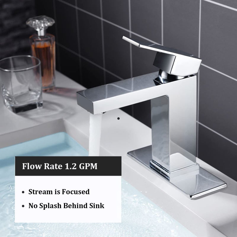 Lava Odoro Chrome Bathroom Faucet, Lava Odoro Single Hole Bathroom Faucet, Single Handle Bathroom Sink Faucet Vanity Faucet with Pop up Drain Assembly, Deck Plate Included, BF307-C - Image 5