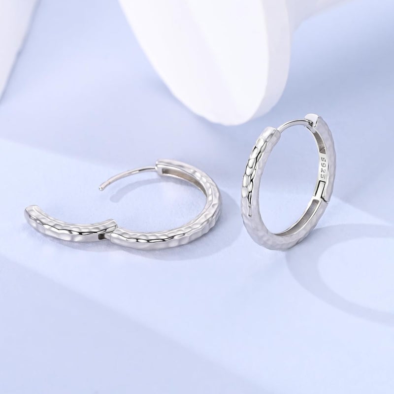 Laza 925 Sterling Silver Earrings Small Chunky Silver Earrings for Women Trendy Small Hoop Earrings Silver Small Thick Huggie Hoops Earrings for Jewelry - Image 2