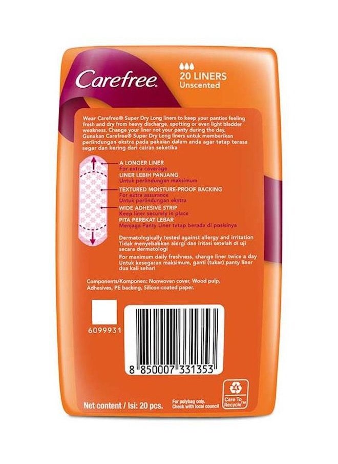 Carefree - Carefree Pantyliner Super Dry Long Unscented, 20pcs - Image 1