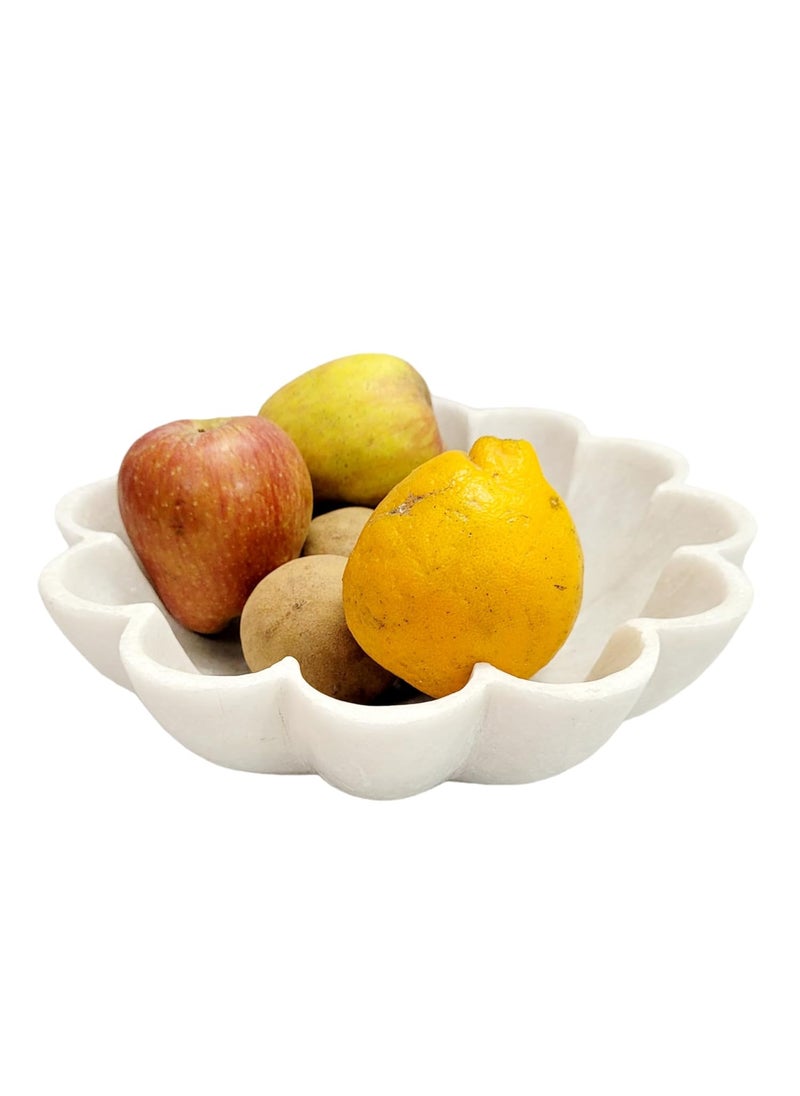 R&M - RM 9inch Bowl | Marble Bowl | Round Urli for Flower Decor | Marble Bowl Candle Holder | Dining Table Fruit Bowl | Temple Flower Holder Tray | Outdoor BirdBath Bowl | Marble Candle Holder Bowl - Image 1