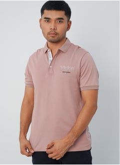 Men's Rear Side Patterned Casual Polo in Dust Pink