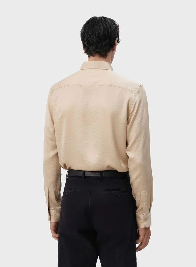 The Indian Garage Co Men Slim Fit Solid Cutaway Collar Full Sleeves Shirt