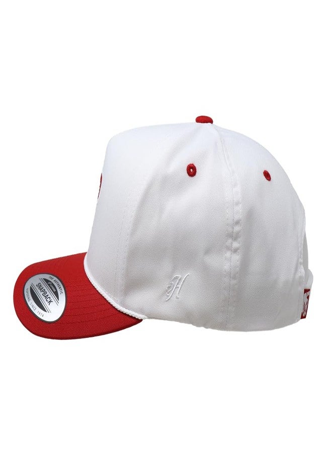 HOOEY Bad Company Rodeo Adjustable Snapback Hat - Western Cap, Bull Skull Logo, Classic & Patterned Brim Styles, & Rope Trim (US, Alpha, One Size, White/Red) - Image 3