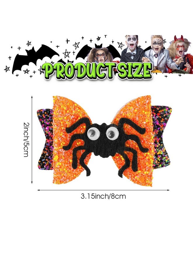 Sibba 2 Pcs Halloween Hair Clips Glitter Spider Hair Bow For Halloween Halloween Ghost Hair Clips For Girls Cartoon Halloween Hair Accessories For Cosplay Costume & Party Supplies - Image 2