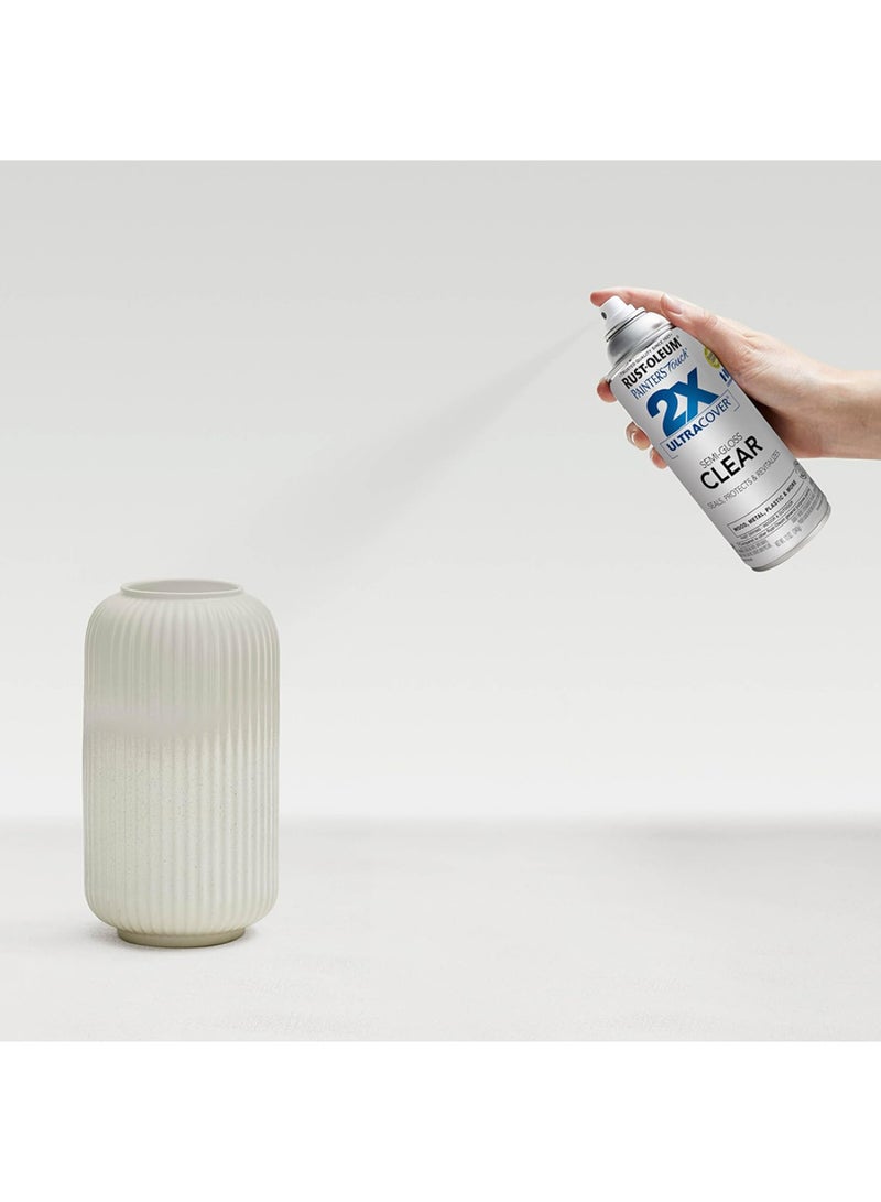 RUST-OLEUM Painter’s Touch 2X Ultra Cover Semi-Gloss Clear Spray Paint, 12oz(340gm) – Fast Drying Protective Finish for Wood, Metal, Plastic & More, Indoor/Outdoor Use-249859 - Image 2