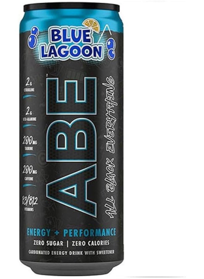 Applied Nutrition ABE Ultimate Pre-Workout RTD Carbonated Sugar-Free Energy Drink with 200mg Caffeine, Citrulline & Beta-Alanine – Blue Lagoon (330ml)