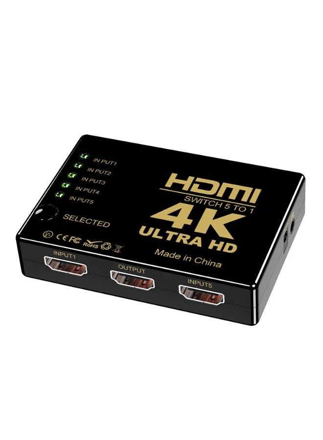 محول وموزع فيديو HDMI صغير بـ5 منافذ بدقة 4K مع جهاز تحكم عن بعد  - Image 5