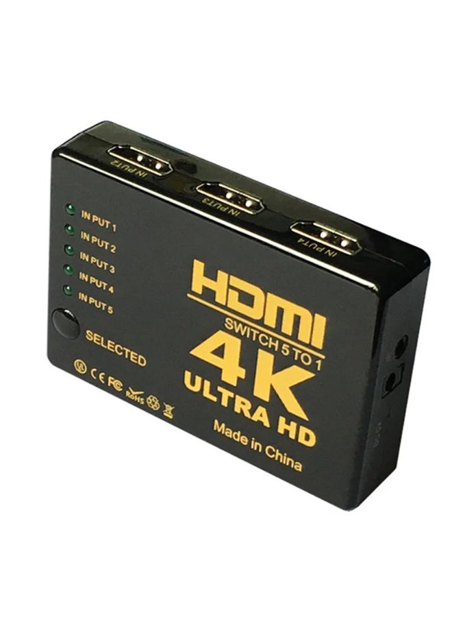 محول وموزع فيديو HDMI صغير بـ5 منافذ بدقة 4K مع جهاز تحكم عن بعد  - Image 3