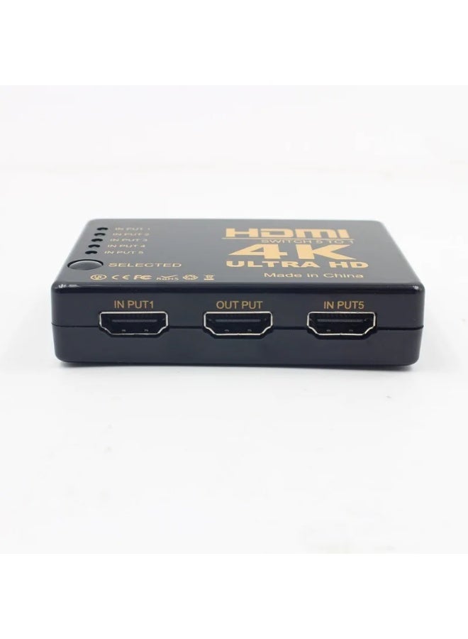 محول وموزع فيديو HDMI صغير بـ5 منافذ بدقة 4K مع جهاز تحكم عن بعد  - Image 2