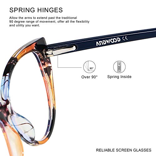 ANDWOOD Blue Light Blocking Glasses Women Bluelight Blocker Computer Cateye Clear Cat Eye Eyeglasses Frame Pattern - Image 4