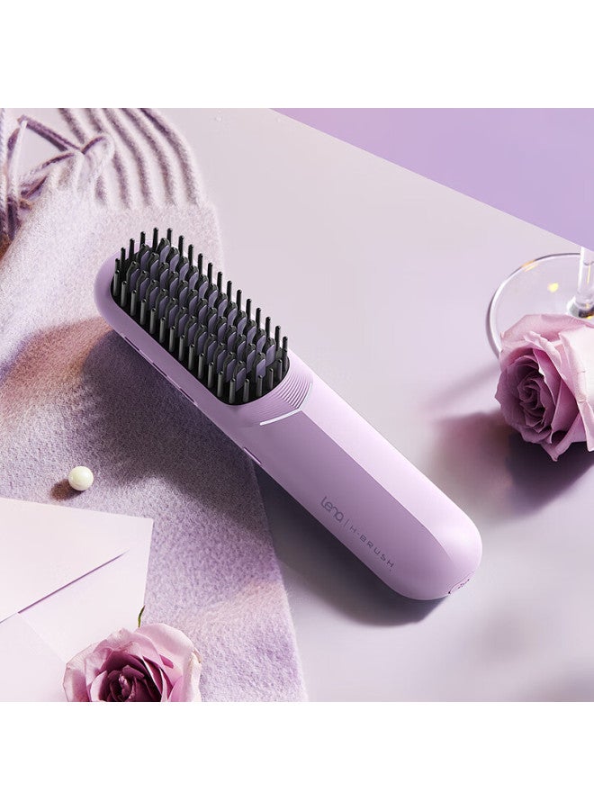 Lena Wireless Straightening Brush, Negative Ion, Hair-friendly, Rechargeable, Portable, Dual-use For Straightening And Curling, Hair Straightener, Flat Iron, Volumizing Brush, Volumizing Tool Ln-f8 Purple - Image 5