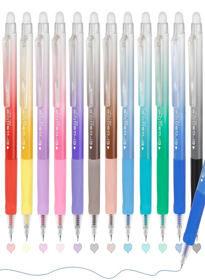 Solati 12 Colors Erasable Gel Pens, Fine Point 0.7mm Colored Erasable Pens, Make Mistakes Disappear, Assorted Color Inks for Writing, Journaling, Taking Notes, School Office Home (12colors) - Image 1