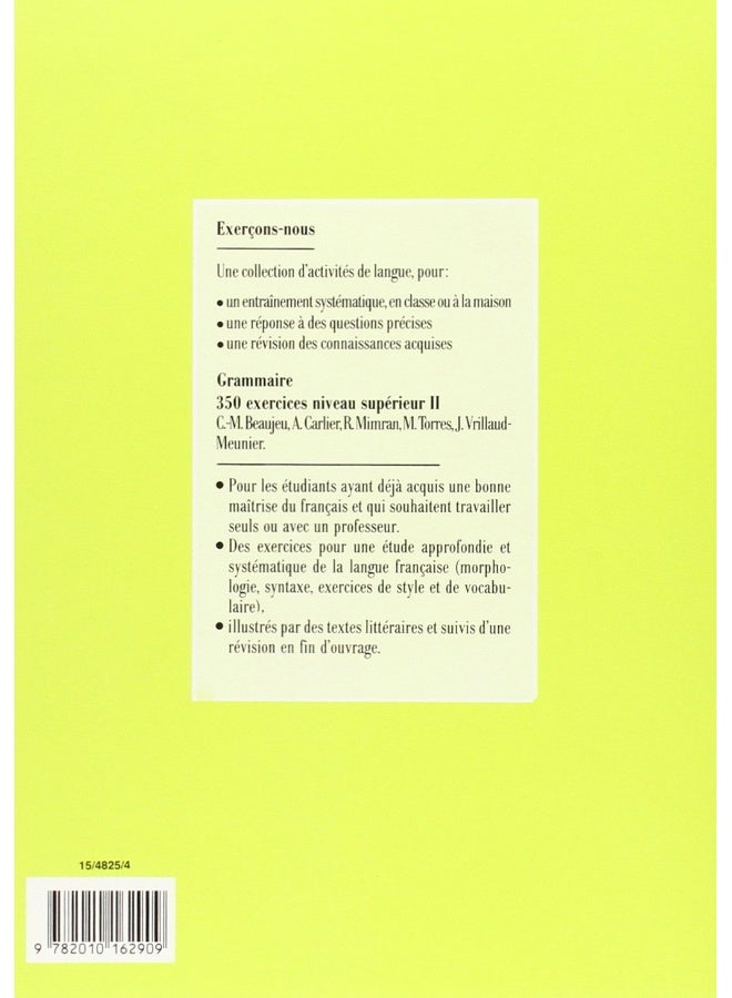 Exercons-nous: 350 exercices de grammaire - corriges - niveau superieur II - Image 2
