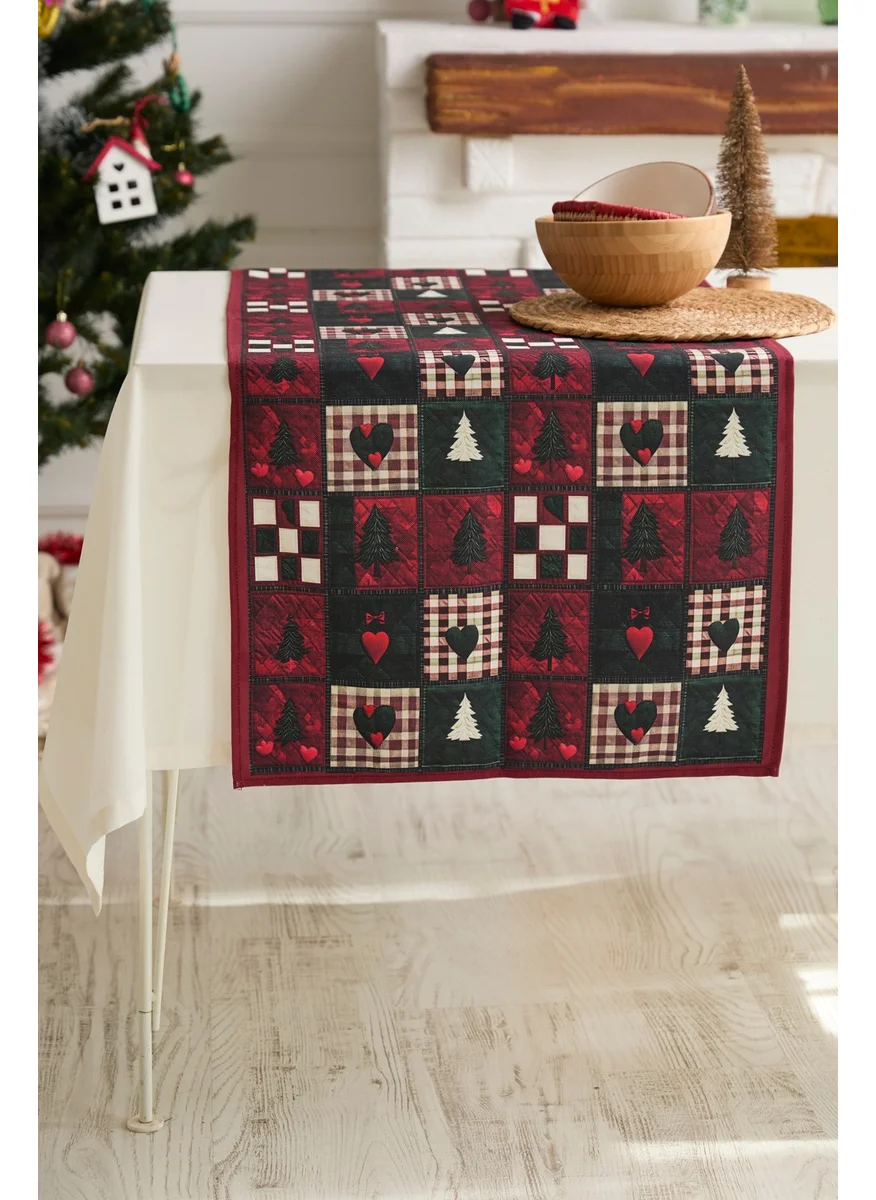 Ays Home New Year Claret Red Patchwork Runner