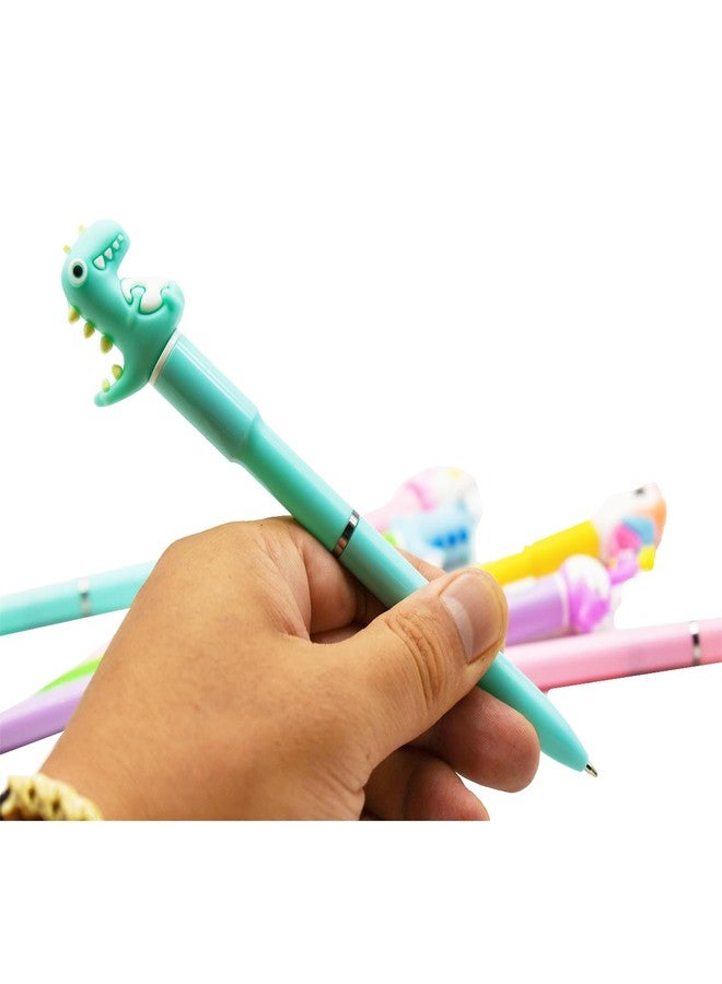 Maydahui 20 Pcs Cool Luminous Animal LED Light Pens Twistable Silicone Flamingo Unicorn Rabbit Dinosaur Light Up Ballpoint Pens Blue Ink for Office Decorations - Image 4