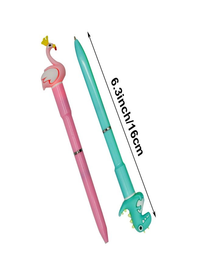Maydahui 20 Pcs Cool Luminous Animal LED Light Pens Twistable Silicone Flamingo Unicorn Rabbit Dinosaur Light Up Ballpoint Pens Blue Ink for Office Decorations - Image 2