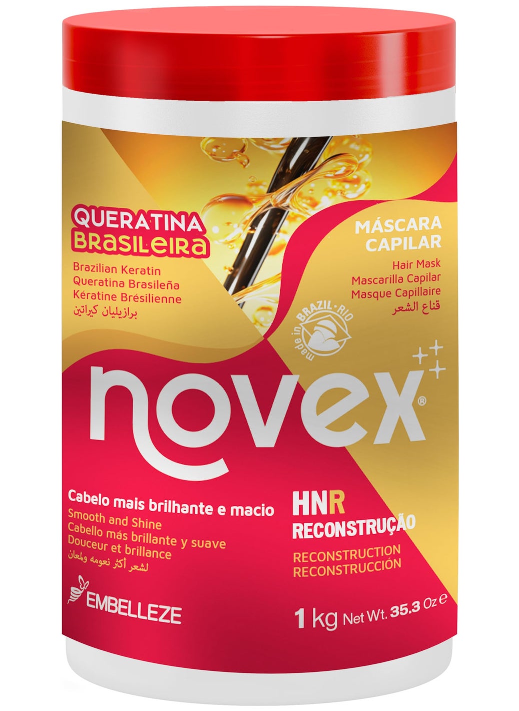 NOVEX Novex Brazilian Keratin Deep Conditioning Mask, 35.3 oz - Reconstructive Keratin, Frizz control & Damage Repair 