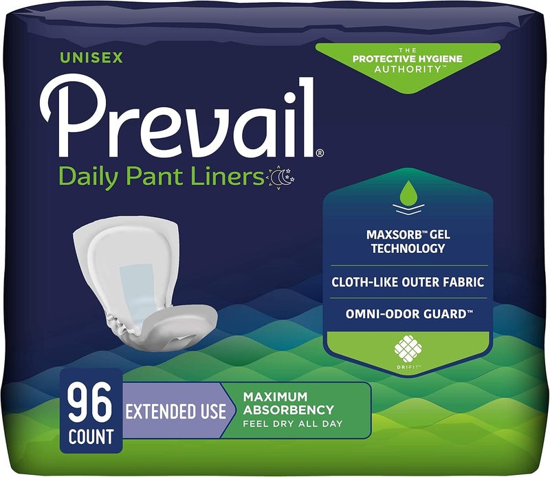 Prevail Incontinence Pant Liner Unisex Adult Incontinence Pant Liners Disposable Adult Pant Liner for Men Women Extended Use 96 Count 6 Packs of 16 - Image 1