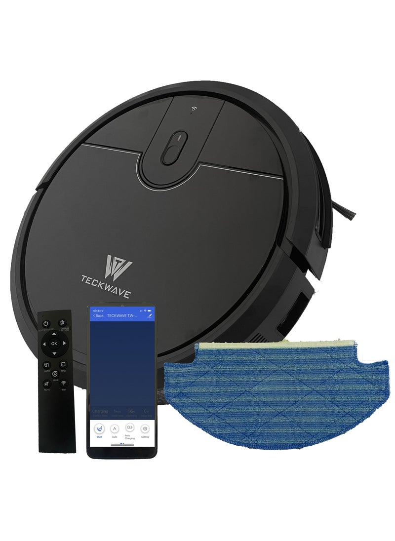 TECKWAVE TW-R12 Smart Robot Vacuum Cleaner with Mop with 3000Pa Suction Power, Auto Recharge, Anti-Fall System & Mop (1 Year Warranty & UAE Service center)  - Image 1