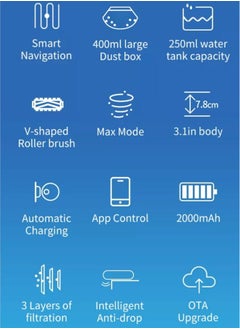 TECKWAVE TW-R12 Smart Robot Vacuum Cleaner with Mop with 3000Pa Suction Power, Auto Recharge, Anti-Fall System & Mop (1 Year Warranty & UAE Service center)  - Image 5