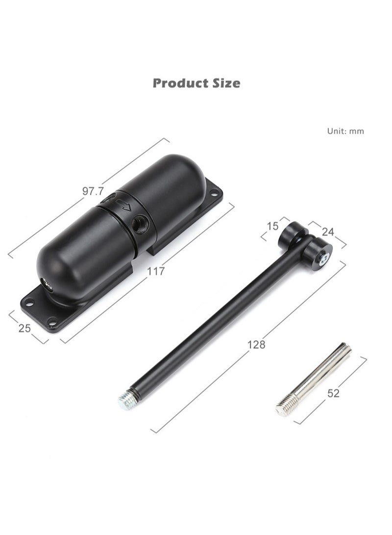 Automatic Door Closer Safety Wheel Roller Spring Door Closer Easy to Install to Convert Hinged Doors to Self-Closing Diecast Construction Black - Image 5