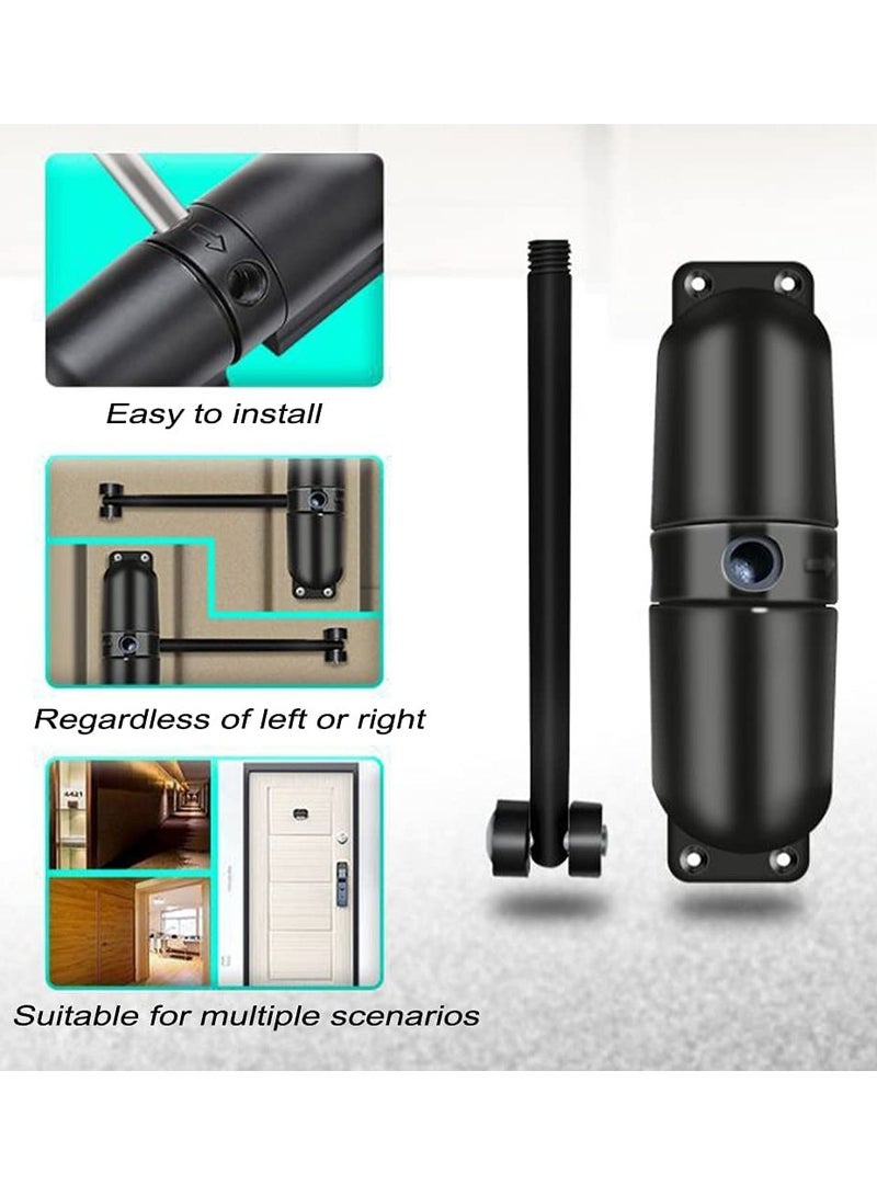 Automatic Door Closer Safety Wheel Roller Spring Door Closer Easy to Install to Convert Hinged Doors to Self-Closing Diecast Construction Black - Image 3