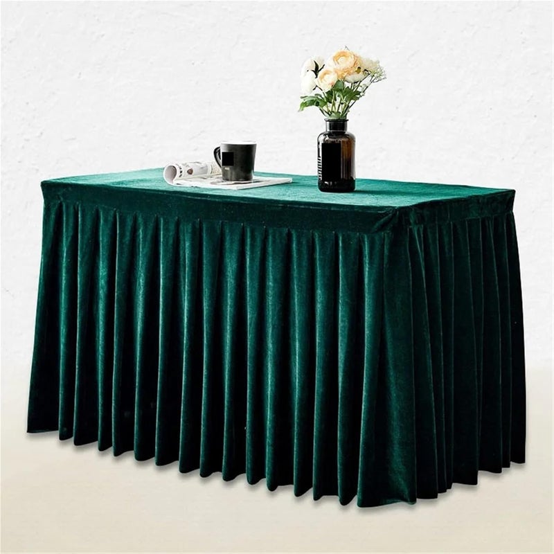 Table Skirt Solid Color Conference Tablecloth Exhibition Celebration Table Cover Velvet Tablecloth Table Skirt Plush Table Decorate(Wine Red,140x60x75cm) - Image 3