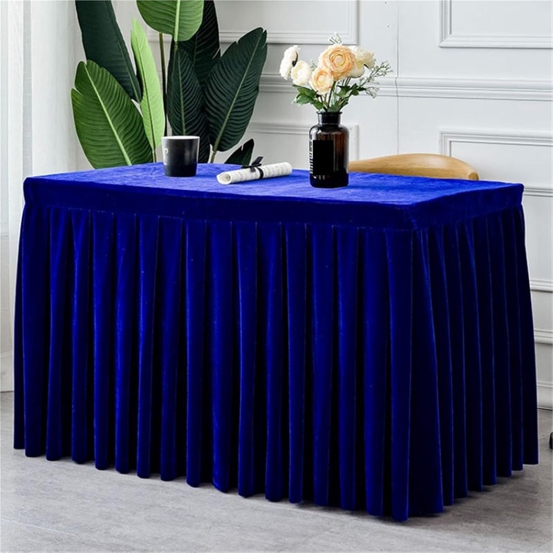 Table Skirt Solid Color Conference Tablecloth Exhibition Celebration Table Cover Velvet Tablecloth Table Skirt Plush Table Decorate(Wine Red,140x60x75cm) - Image 5